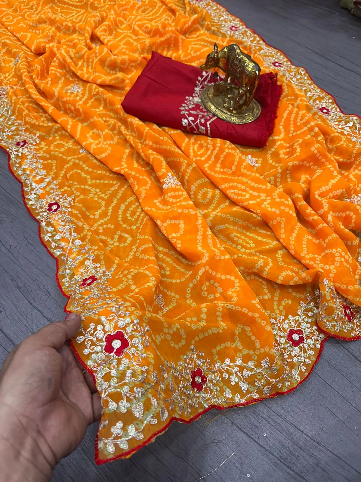 Traditional Bandhani Saree - Image 8 in Surat